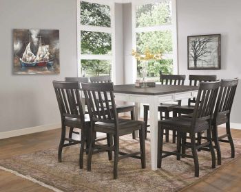 Cayla - 9 Piece Dining Set With Counter Height Table - Dark Brown - as Pic