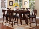 Dining Table 6x High Chairs 7pcs Counter Height Dining Set Walnut Finish Dining Room Furniture Transitional Style - as Pic