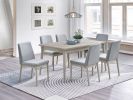 7pc Dining Set Natural Wood Grain Color Dining Table Rectangle Dining Table And Chairs Plush Comfort Fabric Dining Room Furniture - as Pic