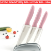 Maxfavor Pink 3pcs Ceramic Kitchen Knife Set Slicing Utility Paring 4" 5" 6" Knives Blade + Base - Maxfavor