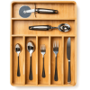7-Slot Bamboo Kitchen Drawer Organizer Space Saving Utensil Tray