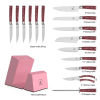 imarku 16-Pieces Kitchen Knife Set, High Carbon Stainless Steel Knives Set for Kitchen, Ultra Sharp Knife Block Set with Sharpener, Pink - imarku