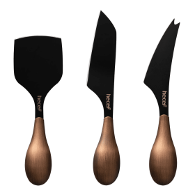 3pcs hecef Cheese Knife Set Retro Design Bronze Grain Multipurpose Stainless Steel Cheese Cutter Slicer with Gift Box - Visit the Hecef Store