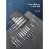 Stainless Steel Knife Set, 17 Pieces Kitchen Knife Set, Super Sharp Chef Knife Set with Acrylic Stand and Serrated Steak Knives - D.Perlla