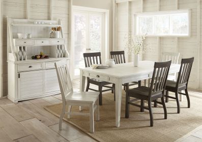 Cayla - 7 Piece Dining Set - White & Dark Brown - as Pic