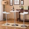 Baxton White Adjustable Height Wood and Chrome Metal Bar Table and 2 Chrome Air Lift Adjustable Swivel Stools Set - as Pic