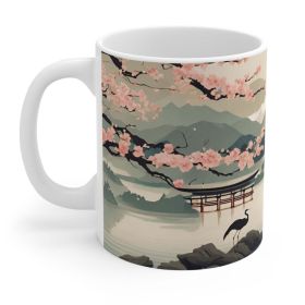 Vintage Japanese Cherry Blossom Art Mug - One Size