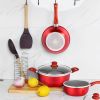 6pcs cookware set is a perfect starter kit - Red