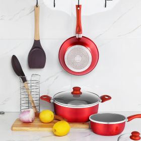 6pcs cookware set is a perfect starter kit - Red