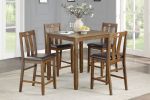 Brown Finish 5pc Counter Height Set Dining Table and 4 Chairs Upholstered Seat Wooden Kitchen Dining Furniture Set Transitional Style - as Pic