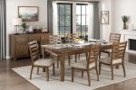 Cherry Finish Traditional Style 7pc Dining Set Drawers Table and 6x Side Chairs Ladder Back Design Wooden Furniture - as Pic