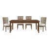 Cherry Finish Traditional Style 5pc Dining Set Drawers Table and 4x Side Chairs Ladder Back Design Wooden Furniture - as Pic