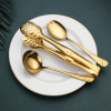 OGORI 15 Pieces Gold Serving Utensils Set Polished Stainless Steel Hostess Cutlery Set for Dinner Party Supply - Ogori
