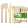 Lot Fancy 200 Count Disposable Wooden Cutlery Set, Biodegradable Utensils, 100 Forks, 50 Spoons, 50 Knives - Lot Fancy