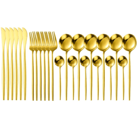 Gold Silverware Set 24Pcs Flatware Set Gold Stainless Steel Dinnerware Set Tableware Fork Spoon Cutlery Set
