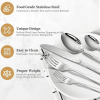 Stainless Steel Silverware Flatware Set 4 Knives 4 Forks 4 Spoons 4 Tea Forks 4 Teaspoons with Beautiful Flower Pattern - 20pcs
