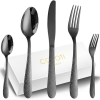 Flatware Set Black  Modern Stainless Steel Knife Fork Spoon Dinner Set. - 20 Piece