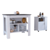 Stamford 2 Piece Kitchen Set, Delos Kitchen Island + Munich Lower Microwave Pantry Cabinet , White /Onyx - as Pic