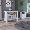 Stamford 2 Piece Kitchen Set, Delos Kitchen Island + Munich Lower Microwave Pantry Cabinet , White /Onyx - as Pic