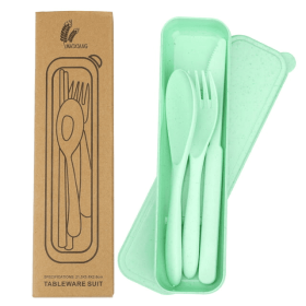 Travel Cutlery Set with Case, Reusable Flatware Sets, Portable Camping Cutlery Set (Green) - FLONOZZ