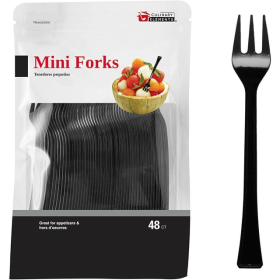 Jacent 48 Count Black Mini Appetizer Forks, 1-Pack - Jacent