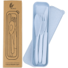 Travel Cutlery Set with Case, Reusable Plastic Portable Camping Flatware Set (Blue)