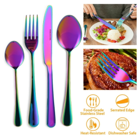 iMountek 4-Piece Flatware Set Stainless Steel Silverware Cutlery Kitchen Utensil Set With Fork Knife Tea Spoon for Home Kitchen Hotel Restaurant - iMo
