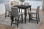Counter Height 5pc Dining Set Table and Chairs Black/ Gray Upholstered Transitional Wooden Furniture Breakfast Kitchen Set - as Pic
