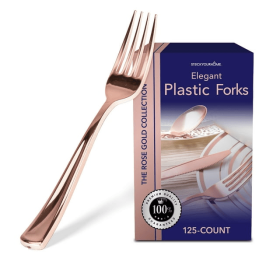 Stock Your Home Disposable Rose Gold Plastic Forks - 125 Count - Stock Your Home