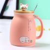 Cartoon Cat Ceramic Coffee Mug - pink