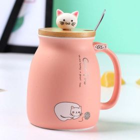 Cartoon Cat Ceramic Coffee Mug - pink