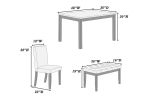 Classic Stylish Espresso Finish 5pc Dining Set Kitchen Dinette Faux Marble Top Table Bench and 3x Chairs Faux Leather Cushions Seats Dining Room - as