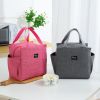 1pc Thermal Insulation Solid Color Double Pocket Large Capacity Bento Pack; Cationic Lunch Box - Grey