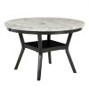 5 piece dining table and chair set, round dining table with 4 upholstered chairs, dining table set with storage - as Pic