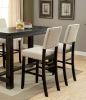 Antique Black Wooden 5pc Counter Height Dining Bar Set Table And 4x Chairs Ivory Linen Like Fabric Cushions Nailhead Trim Bar Chairs - as Pic