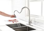 Single Handle High Arc Brushed Nickel Pull Out Kitchen Faucet,Single Level Stainless Steel Kitchen Sink Faucets with Pull Down Sprayer - as Pic