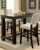 Antique Black Wooden 5pc Counter Height Dining Bar Set Table And 4x Chairs Ivory Linen Like Fabric Cushions Nailhead Trim Bar Chairs - as Pic