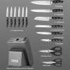 McCook MC25A 15-Piece Kitchen Knife Set Stainless Steel Forged Triple Rivet Cutlery Knife Block Set with Built-in Sharpener,Chef Knife,Steak Knife - M