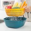 Small Kitchen Double Drain Basket Bowl Washing Storage Basket