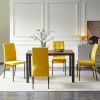 5-Piece Dining Set Including Yellow Velvet High Back Nordic Dining Chair & Creative Design MDF Dining Table - as Pic