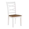 Cherry and White Finish 7pc Dining Set Table and 6 Side Chairs Set Double X-Back Design Wooden Casual Country Style Dining Room Furniture - as Pic