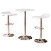 Baxton White Adjustable Height Wood and Chrome Metal Bar Table and 2 Chrome Air Lift Adjustable Swivel Stools Set - as Pic
