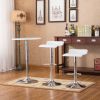 Baxton White Adjustable Height Wood and Chrome Metal Bar Table and 2 Chrome Air Lift Adjustable Swivel Stools Set - as Pic
