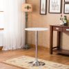 Baxton White Adjustable Height Wood and Chrome Metal Bar Table and 2 Chrome Air Lift Adjustable Swivel Stools Set - as Pic