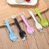 Disposable Plastic Spoons Forks For Cake Ice Cream Salad Fruit Dessert Soup  - 100pcs Blue