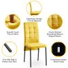 5-Pieces Functional Retractable Ceramic Table Dining Table Dining Set Including Yellow Velvet High Back Black Color Legs for Living Room,Dining Room,K