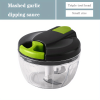 Manual Meat Grinder Vegetable Cutter Pound Garlic Artifact Shredder Baby Complementary Food Machine Hand Cut Pepper Capacity 520ml - Green