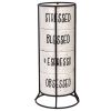 4 8 oz. White and Black Speckled Sentiment Espresso Stoneware Mugs with Rack - Home Essentials