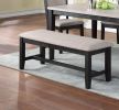 Contemporary Dining 6pc Set Table w 4x Side Chairs And Bench Padded Upholstered Cushion Seats Chairs Solid wood And Veneers Dining Room Furniture - as