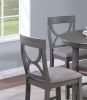 Counter Height Dining Table w Storage Shelve 4x Chairs Padded Seat Unique Design Back 5pc Dining Set Gray Color - as Pic